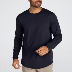 BYLT Basics Drop-Cut Long Sleeve Black Crewneck Blend T-Shirt Layers Size Large
